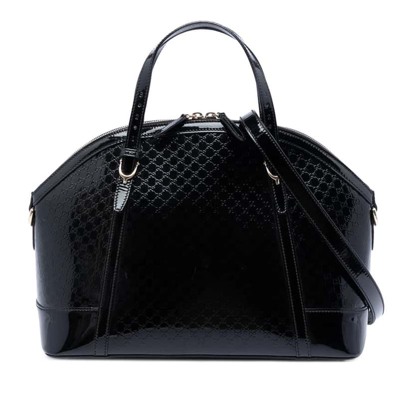 Gucci Large Microguccissima Patent Nice Dome Satchel Black Leather Very good condition - Front View