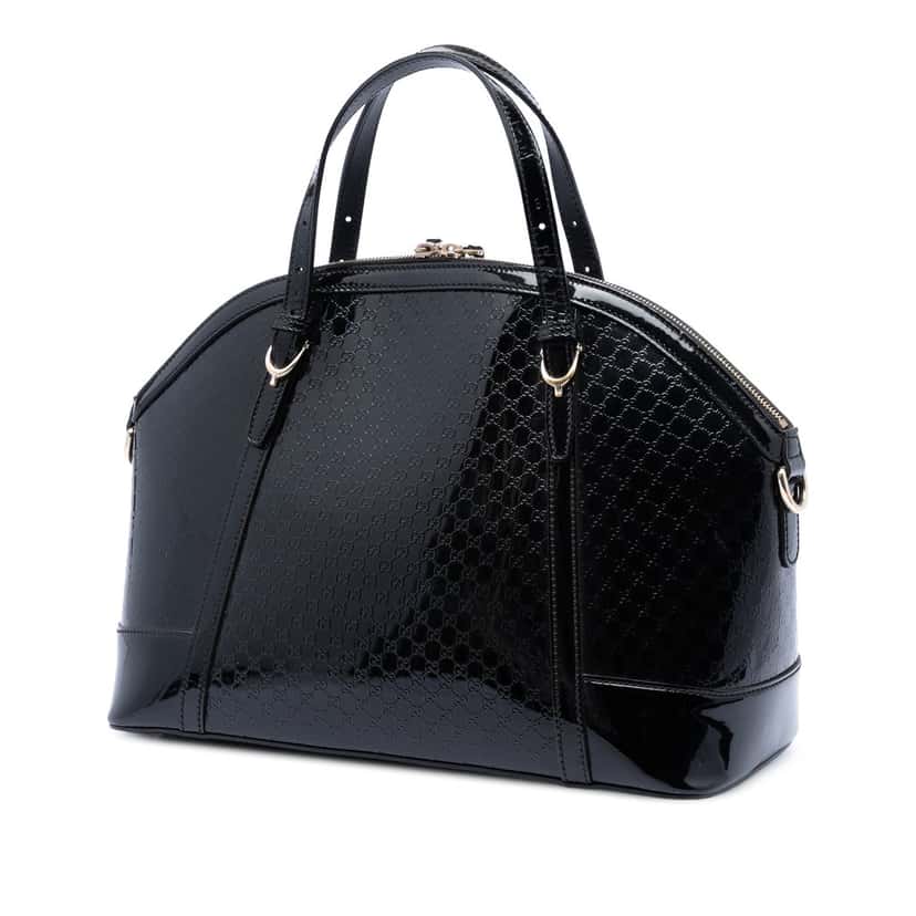 Gucci Large Microguccissima Patent Nice Dome Satchel Black Leather Very good condition - Back View