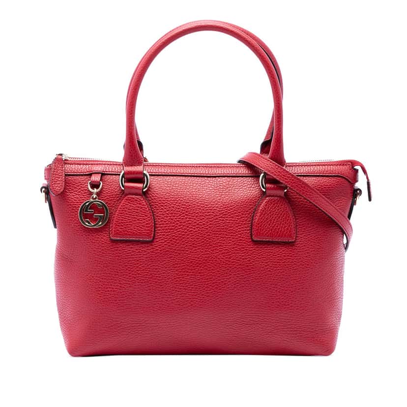 Gucci Dollar Calfskin GG Charm Satchel Red Leather Very good condition - Front View
