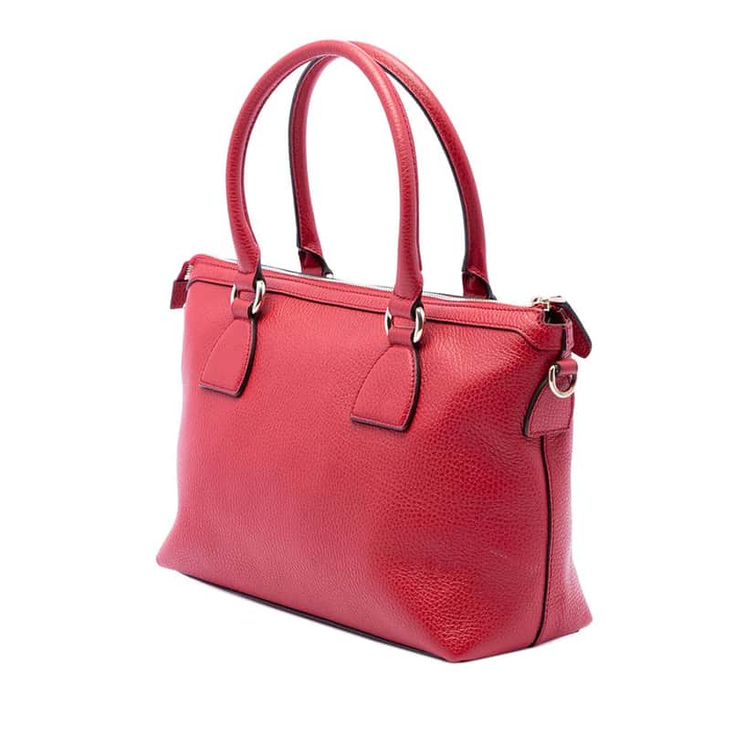 Gucci Dollar Calfskin GG Charm Satchel Red Leather Very good condition - Back View