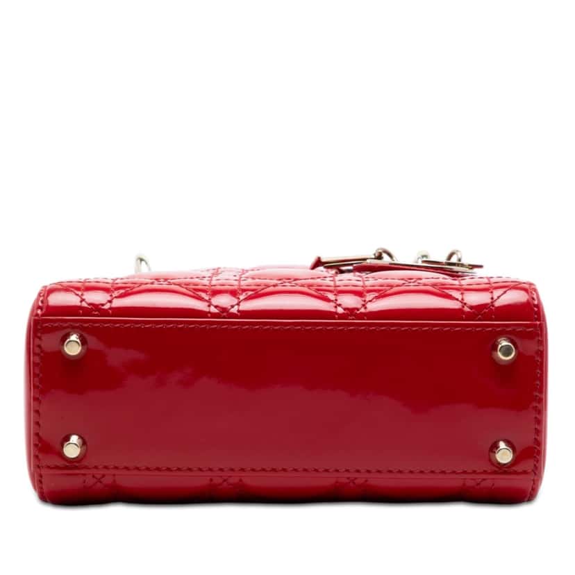 Dior Mini Patent Cannage Lady Dior Red Leather Very good condition - Inside View