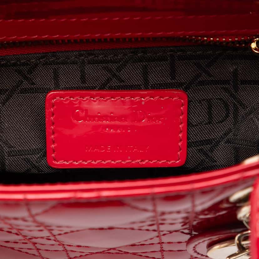 Dior Mini Patent Cannage Lady Dior Red Leather Very good condition - Box View