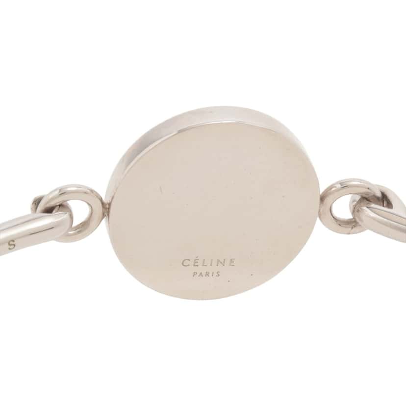 Celine Brass and Stone Coin Choker Necklace Silver Metal Very good condition - Inside View