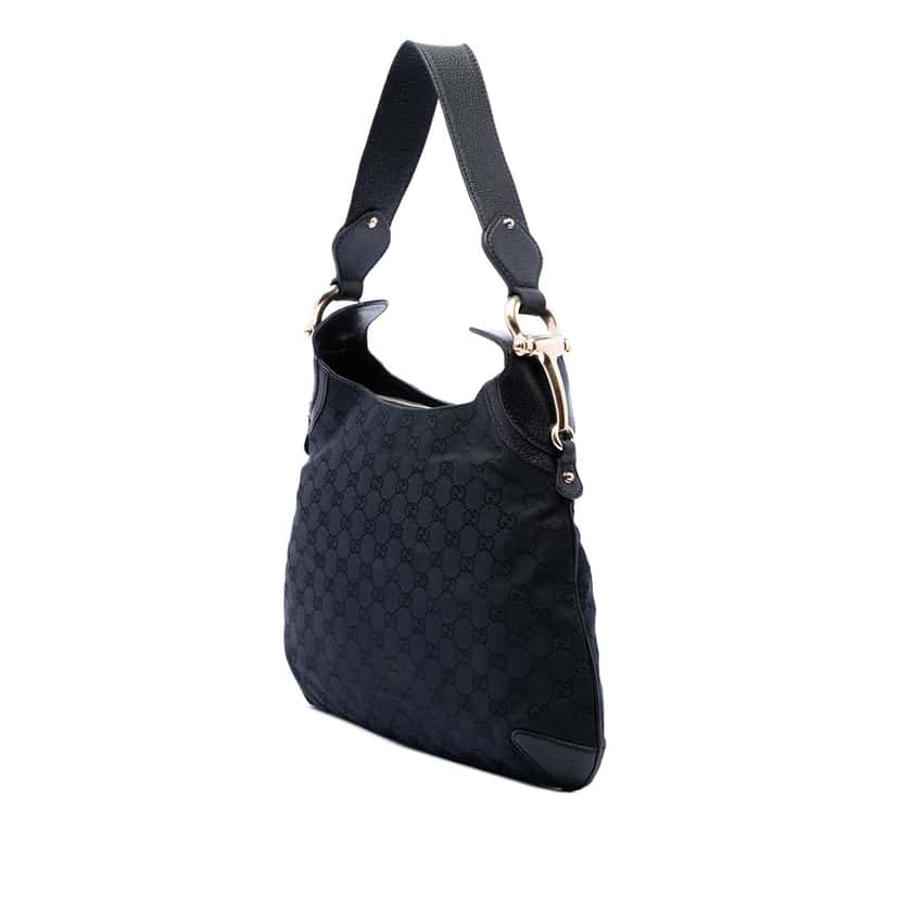Gucci GG Canvas Horsebit Creole Hobo Black Very good condition - Back View
