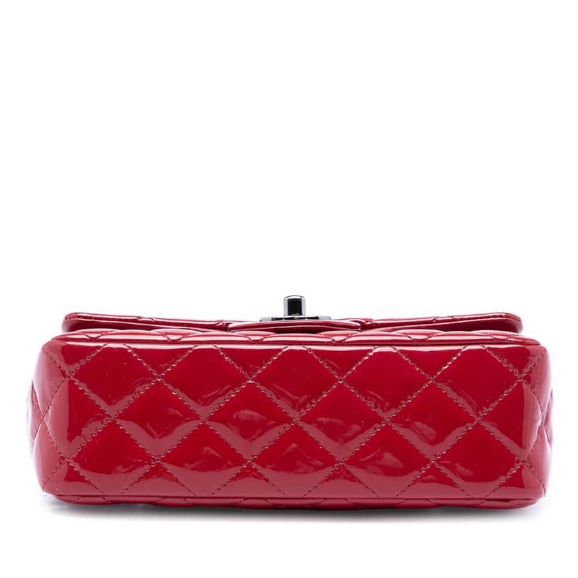 Chanel Mini Rectangular Classic Patent Single Flap Red Leather Very good condition - Inside View