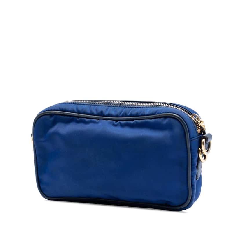 Prada Saffiano Trimmed Tessuto Camera Bag Blue Very good condition - Back View