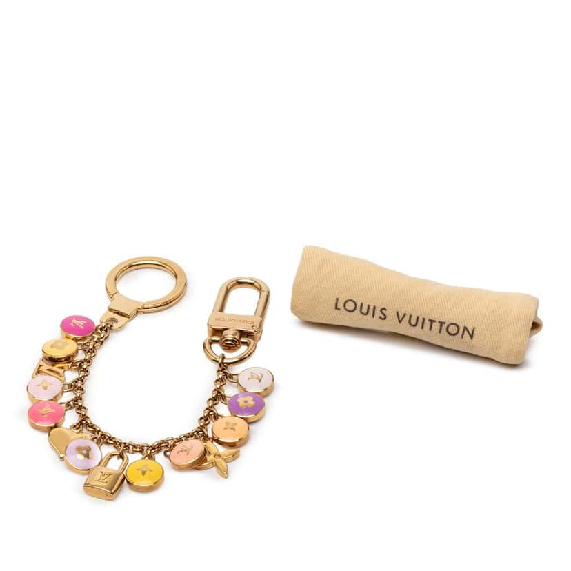 Louis Vuitton Gold Plated and Enamel Pastilles Key Chain and Bag Charm Gold Metal Very good condition - Model View