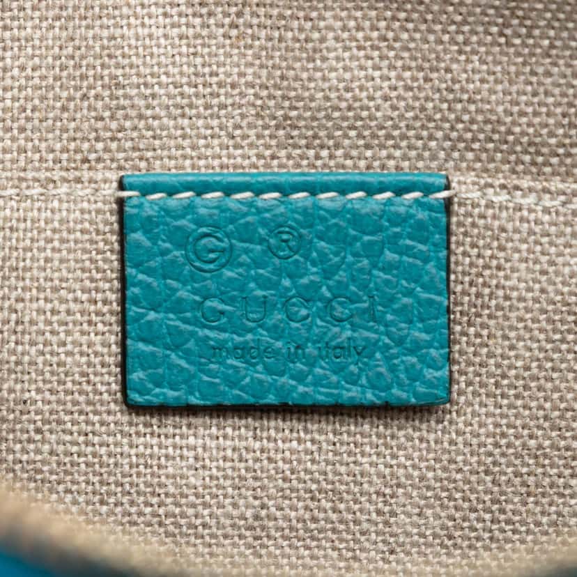 Gucci Calfskin Bamboo Clutch Blue Leather Very good condition - Box View
