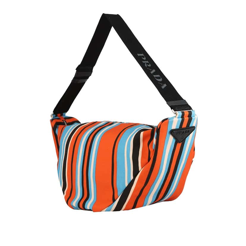 Prada Canvas Canapa Baiadera Triangle Logo Shoulder Bag Orange Very good condition - Back View