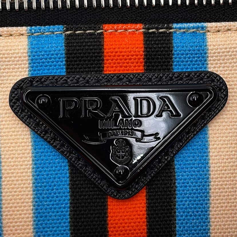 Prada Canvas Canapa Baiadera Triangle Logo Shoulder Bag Orange Very good condition - Box View