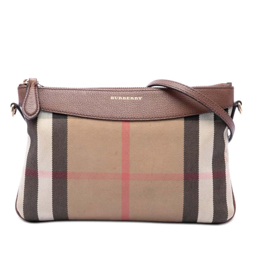 Burberry House Check Canvas Derby Peyton Crossbody Brown Very good condition - Front View