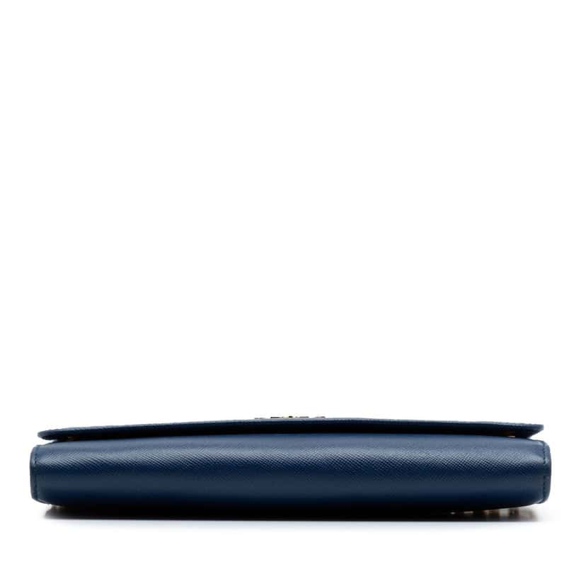Prada Saffiano Wallet On Chain Blue Leather Very good condition - Inside View