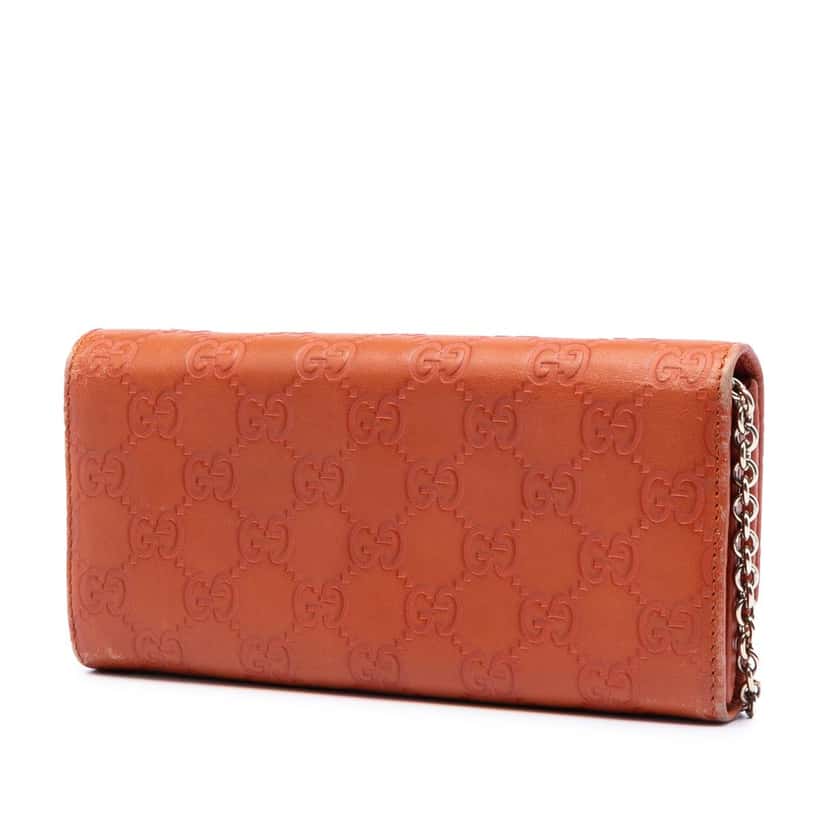 Gucci Guccissima Dice Wallet On Chain Orange Leather Very good condition - Back View