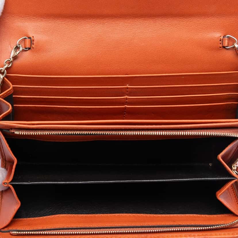 Gucci Guccissima Dice Wallet On Chain Orange Leather Very good condition - Model View