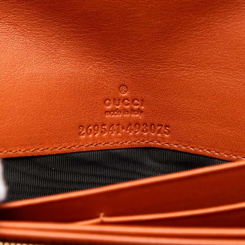 Gucci Guccissima Dice Wallet On Chain Orange Leather Very good condition - Box View