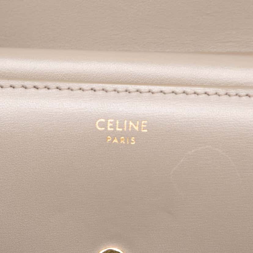 Celine Shiny Calfskin Triomphe Flap Small Wallet Brown Leather Very good condition - Box View