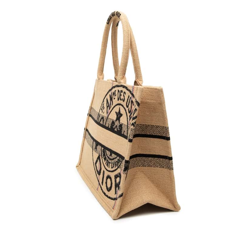 Dior Medium Jute Embroidered Book Tote Beige Very good condition - Back View