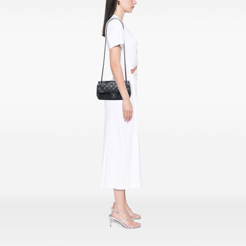 Chanel Medium Iridescent Calfskin In The Mix Flap Black Leather Very good condition - Box View