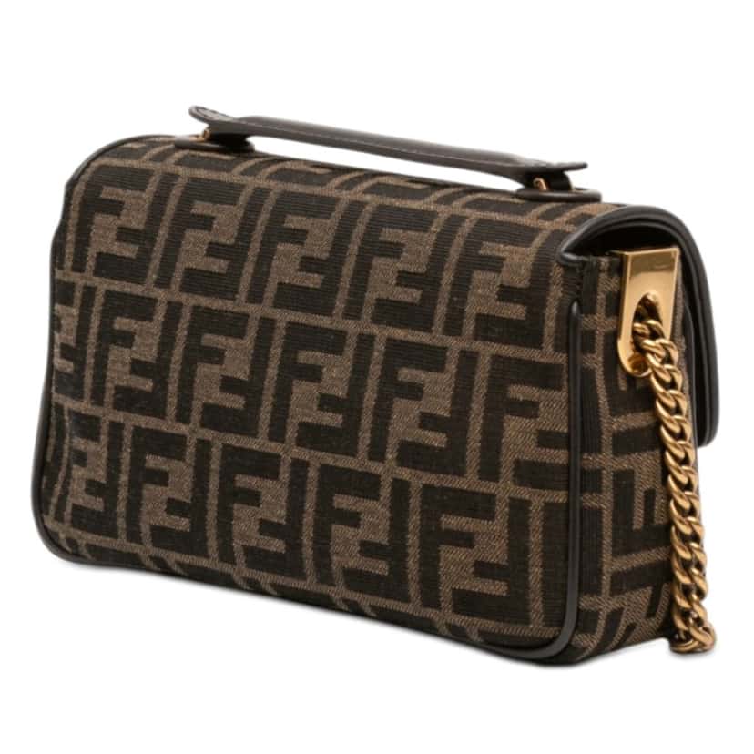 Fendi Zucca Canvas Chain Midi Baguette Brown Good condition - Back View