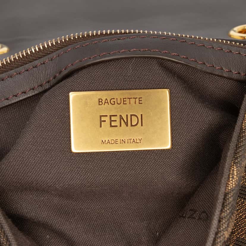 Fendi Zucca Canvas Chain Midi Baguette Brown Good condition - Box View