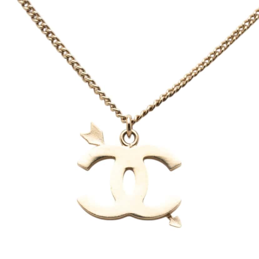 Chanel CC Gold Plated Enamel Arrow Pendant Necklace Gold Metal Very good condition - Inside View