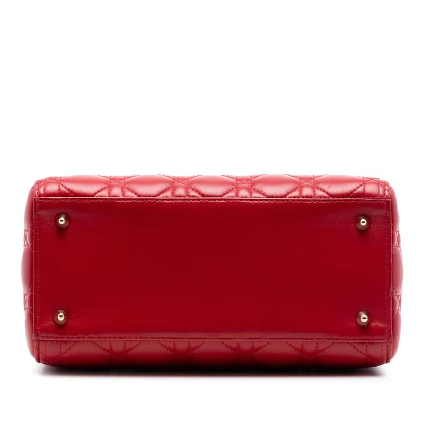 Dior Medium Lambskin Cannage Lady Dior Red Leather Very good condition - Inside View