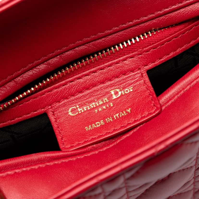 Dior Medium Lambskin Cannage Lady Dior Red Leather Very good condition - Box View