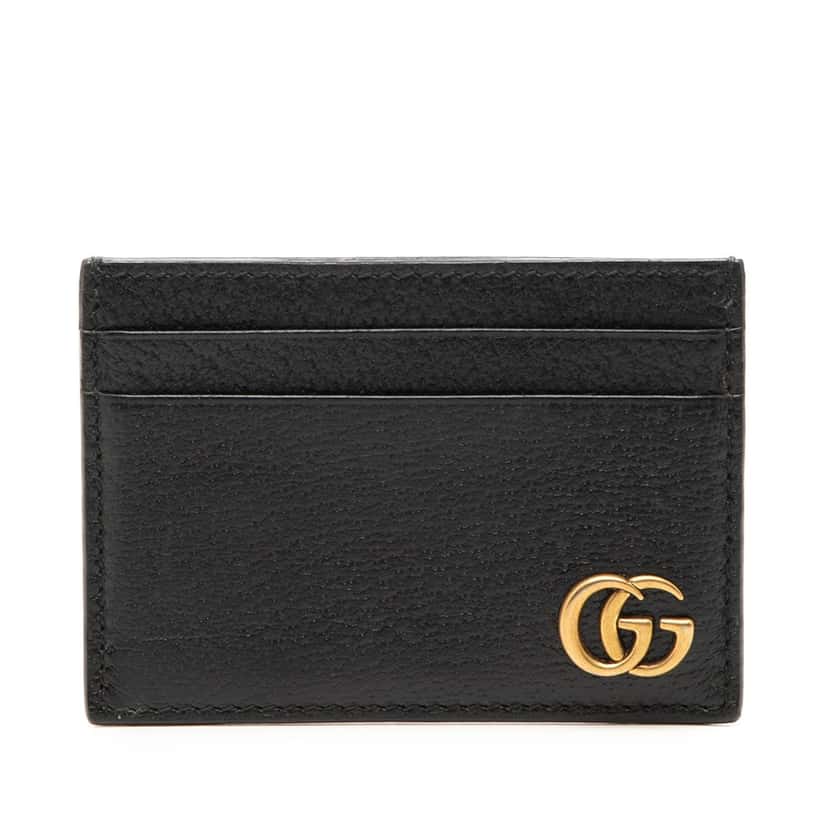 Gucci GG Marmont Leather Card Holder Black Leather Very good condition - Front View