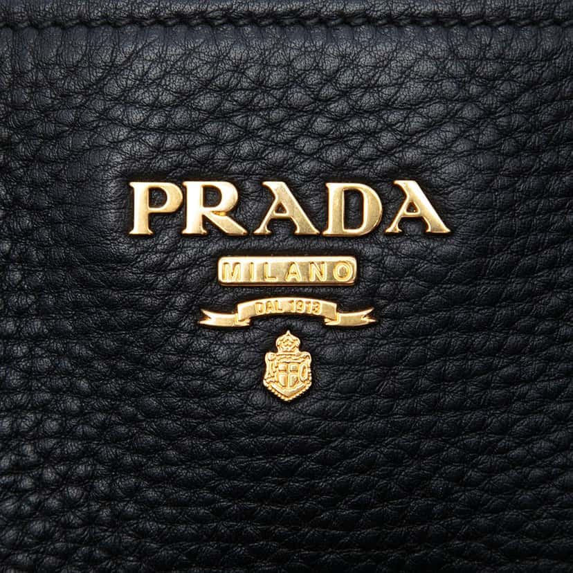 Prada Vitello Phenix Open Convertible Tote Black Leather Very good condition - Box View
