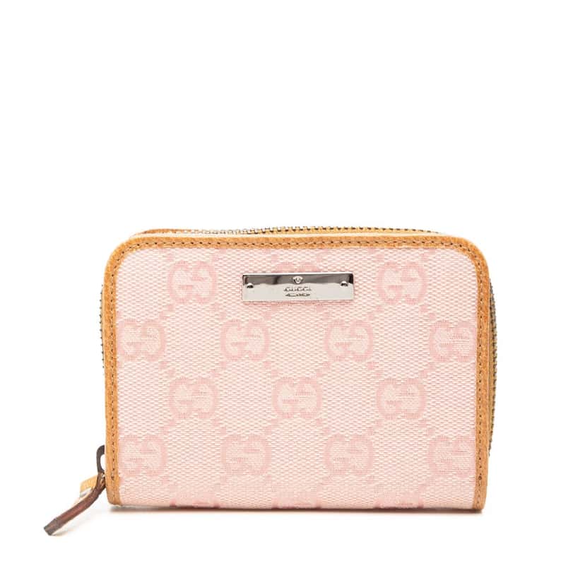 Gucci GG Canvas Zip Coin Pouch Pink Very good condition - Front View