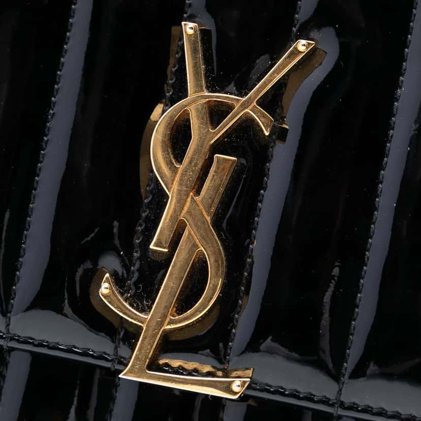 Saint Laurent Small Patent Monogram Vicky Chain Bag Black Leather Very good condition - Box View