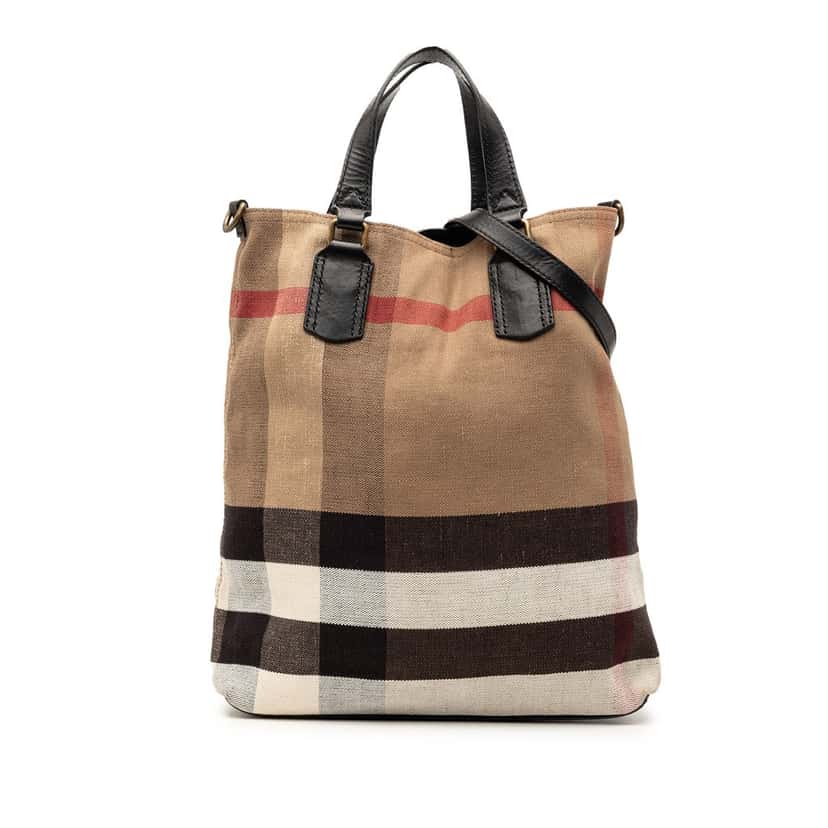 Burberry Mega Check Canvas Tottenham Brit Satchel Brown Very good condition - Front View