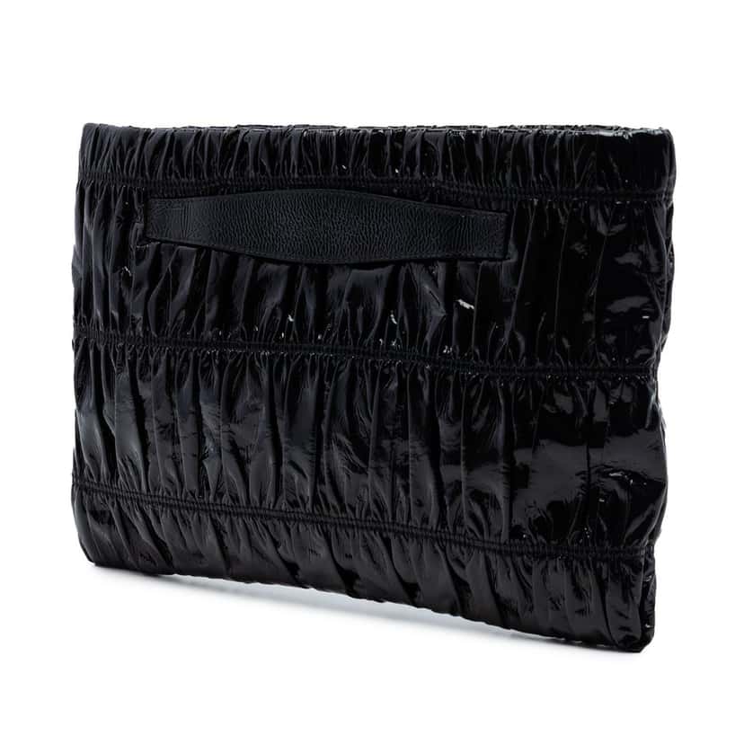 Prada Vernice Gaufre Clutch Black Leather Very good condition - Back View