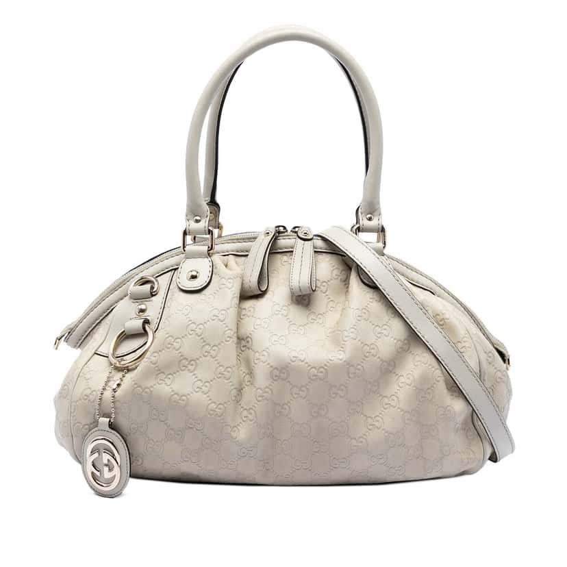 Gucci Guccissima Sukey Satchel White Leather Very good condition - Front View