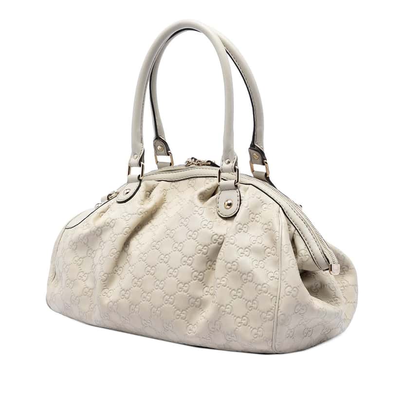 Gucci Guccissima Sukey Satchel White Leather Very good condition - Back View