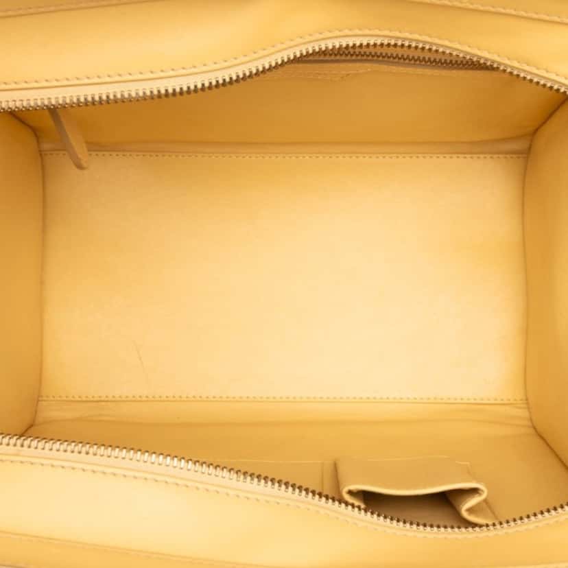 Celine Mini Drummed Calfskin Luggage Tote Yellow Leather Very good condition - Model View
