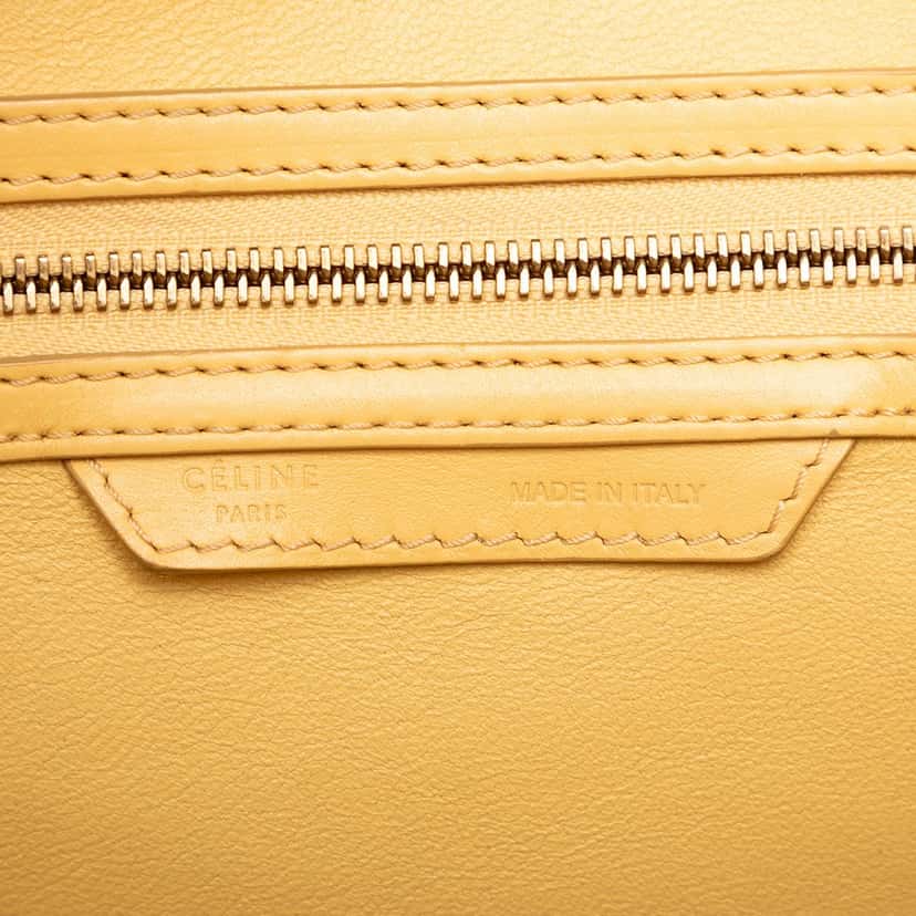 Celine Mini Drummed Calfskin Luggage Tote Yellow Leather Very good condition - Box View