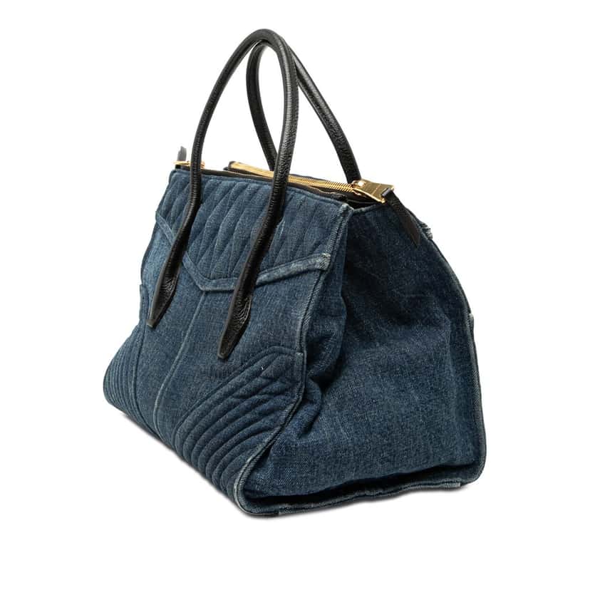 Miu Miu Matelasse Denim Biker Tote Blue Very good condition - Back View