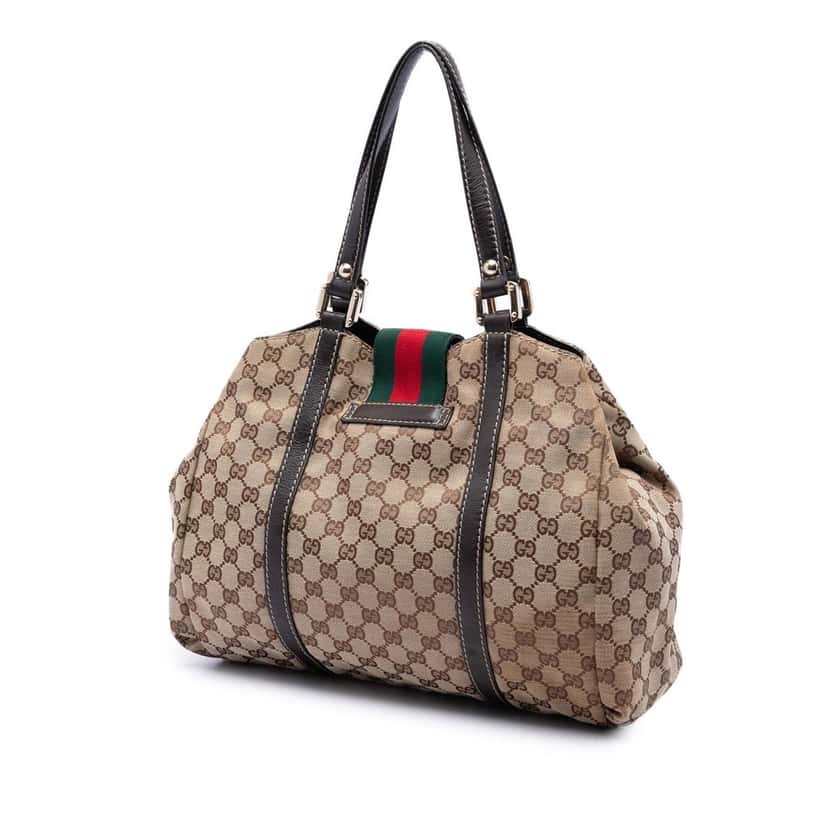 Gucci GG Canvas Web New Ladies Tote Beige Very good condition - Back View