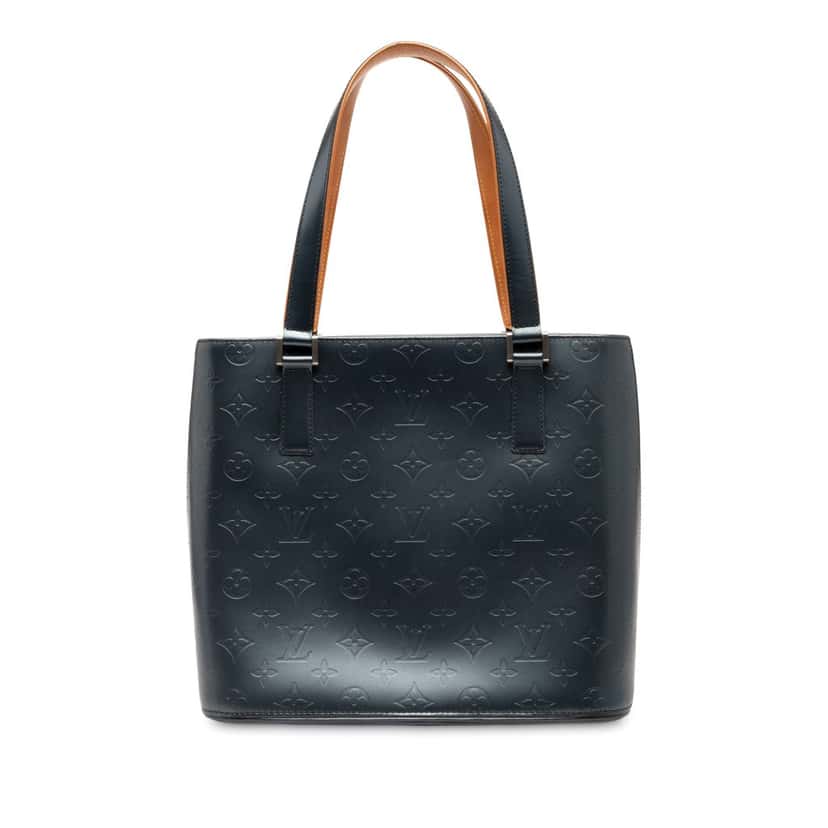 Louis Vuitton Monogram Mat Stockton Blue Leather Very good condition - Front View