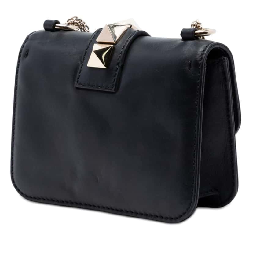 Valentino Mini Leather Rockstud Glam Lock Crossbody Black Leather Very good condition - Back View
