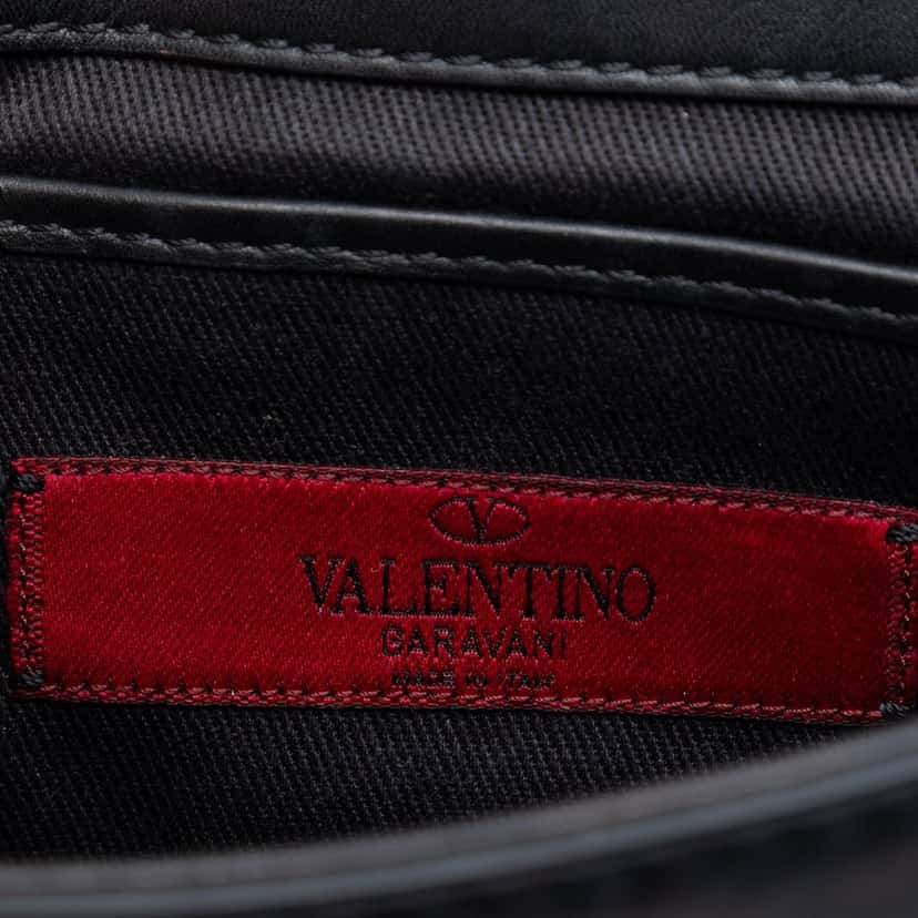 Valentino Mini Leather Rockstud Glam Lock Crossbody Black Leather Very good condition - Box View