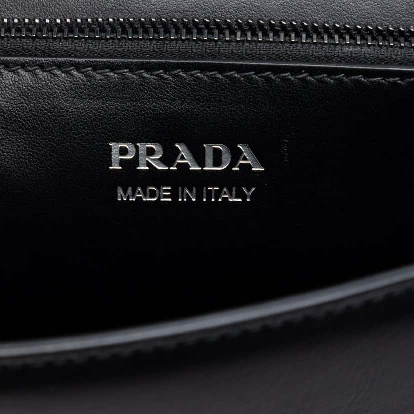Prada Saffiano Trimmed Studded City Calf Elektra Crossbody Black Leather Very good condition - Box View
