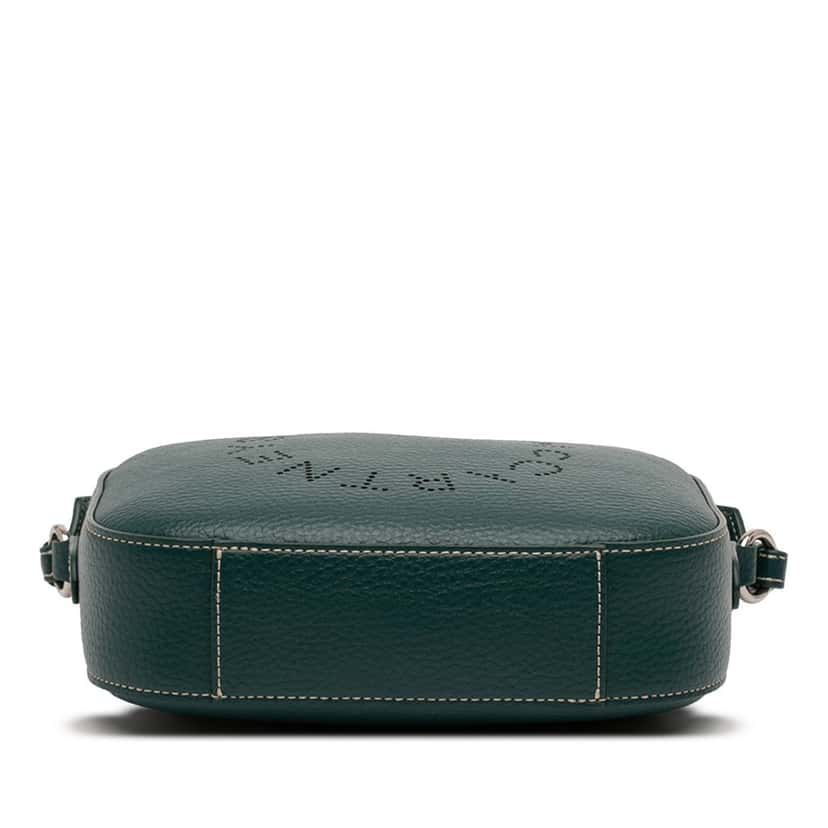 Stella McCartney Perforated Leather Logo Camera Bag Green Leather Very good condition - Inside View