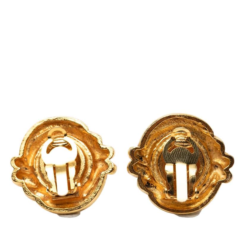Chanel Gold Plated Faux Pearl Clip On Earrings Gold Metal Very good condition - Back View