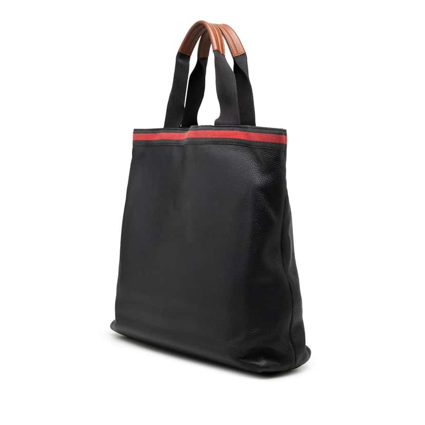 Gucci Calfskin Web Tote Black Leather Very good condition - Back View
