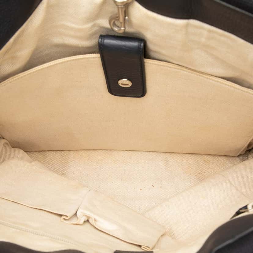 Gucci Calfskin Web Tote Black Leather Very good condition - Model View
