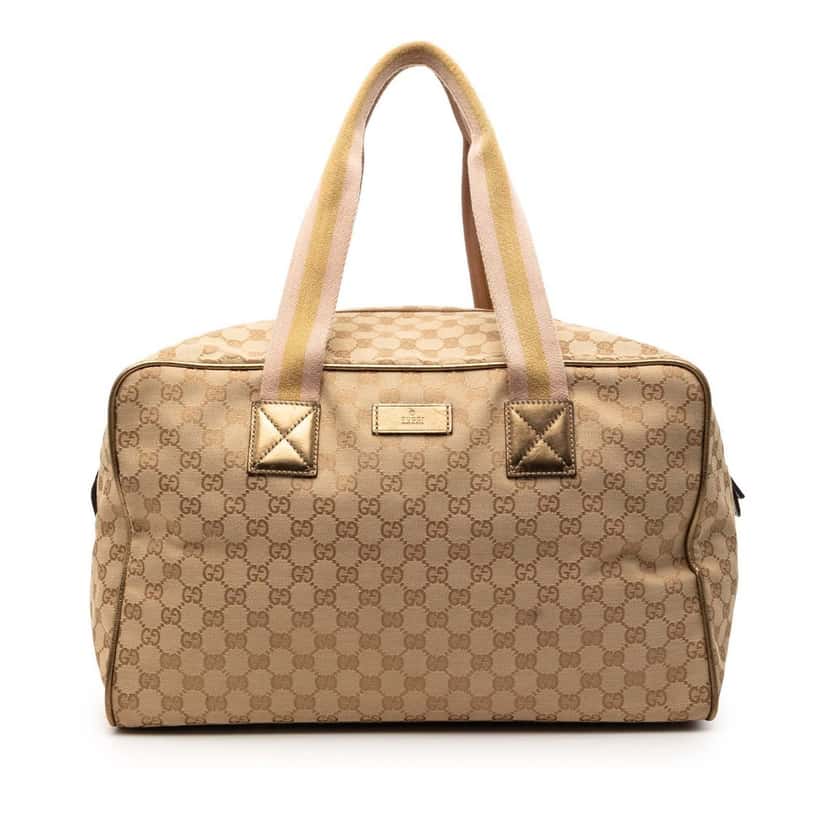 Gucci GG Canvas Web Duffle Bag Beige Never worn, with tag - Front View