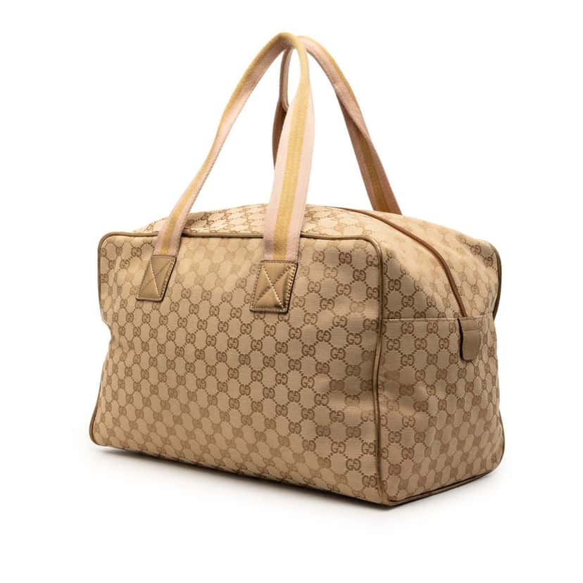 Gucci GG Canvas Web Duffle Bag Beige Never worn, with tag - Back View