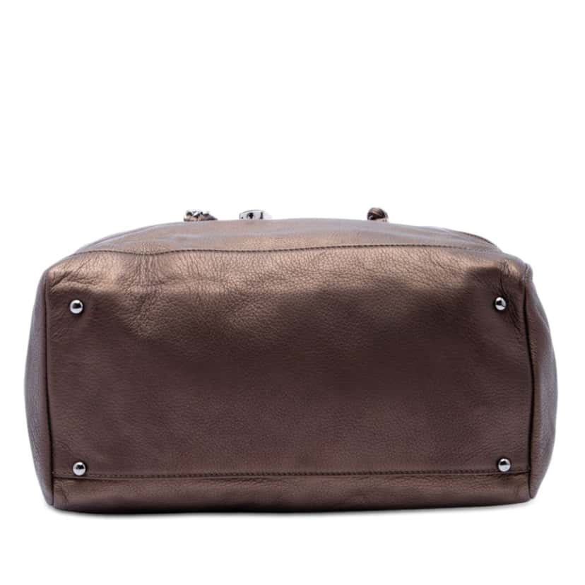 Chanel Metallic Deerskin CC Luxe Ligne Bowler Bag Brown Leather Very good condition - Inside View
